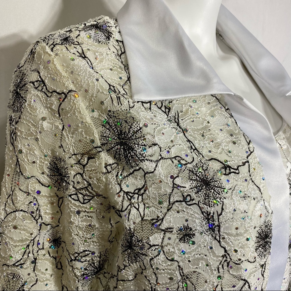 R&M Richards 2PC Rhinestone & Lace Sleeveless Special Event Top & Jacket - Picture 3 of 14